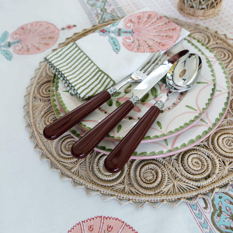 Block Print Tablecloth & Napkin Set ~ Pink City