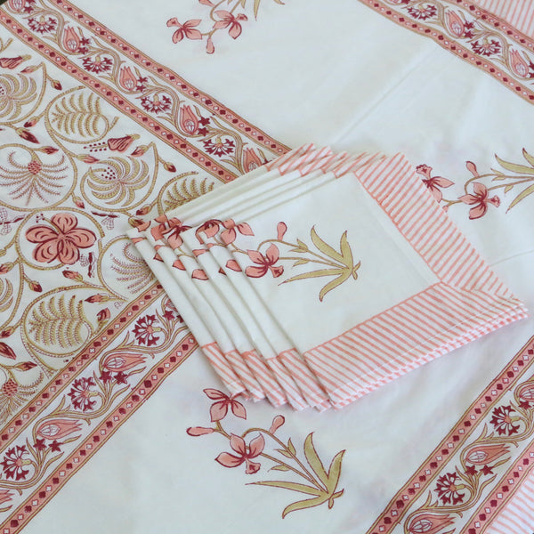 Block Print Tablecloth & Napkin Set ~ Amber Palace