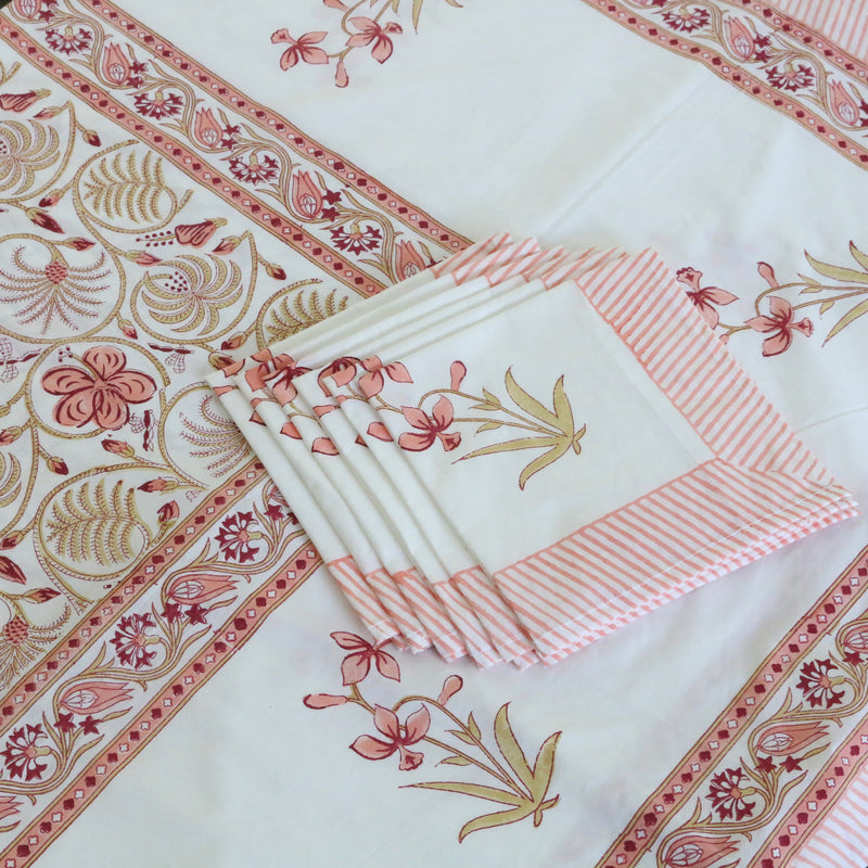 Block Print Tablecloth & Napkin Set ~ Amber Palace