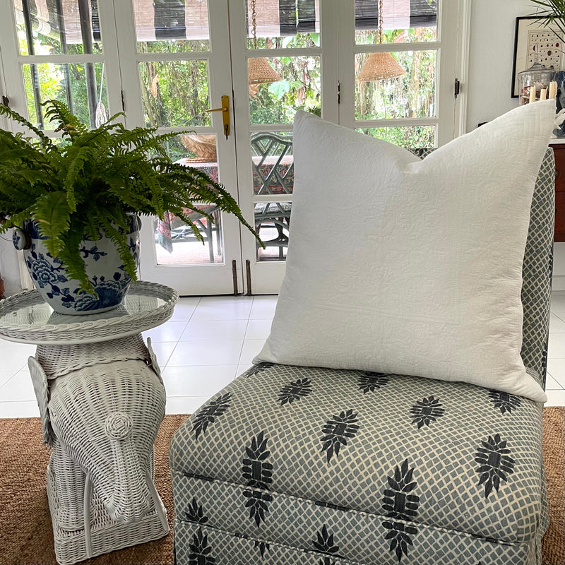 White cushion cover with embroidery - The Jungle Emporium