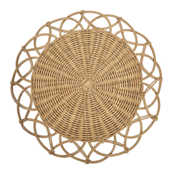 Belanak Wicker Placemat. The Belanak wicker placemats are the perfect addition to any table setting. They are handwoven by our artisans in Java using honey coloured rattan. A very versatile placemat with a tropical touch. 