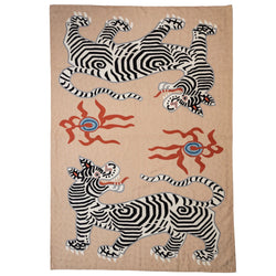 Two Tibetan Tigers Carpet ~ Nude pink & Coral