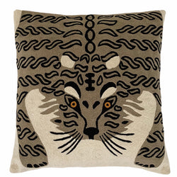 Bengal Tiger Cushion Cover ~ White & Grey