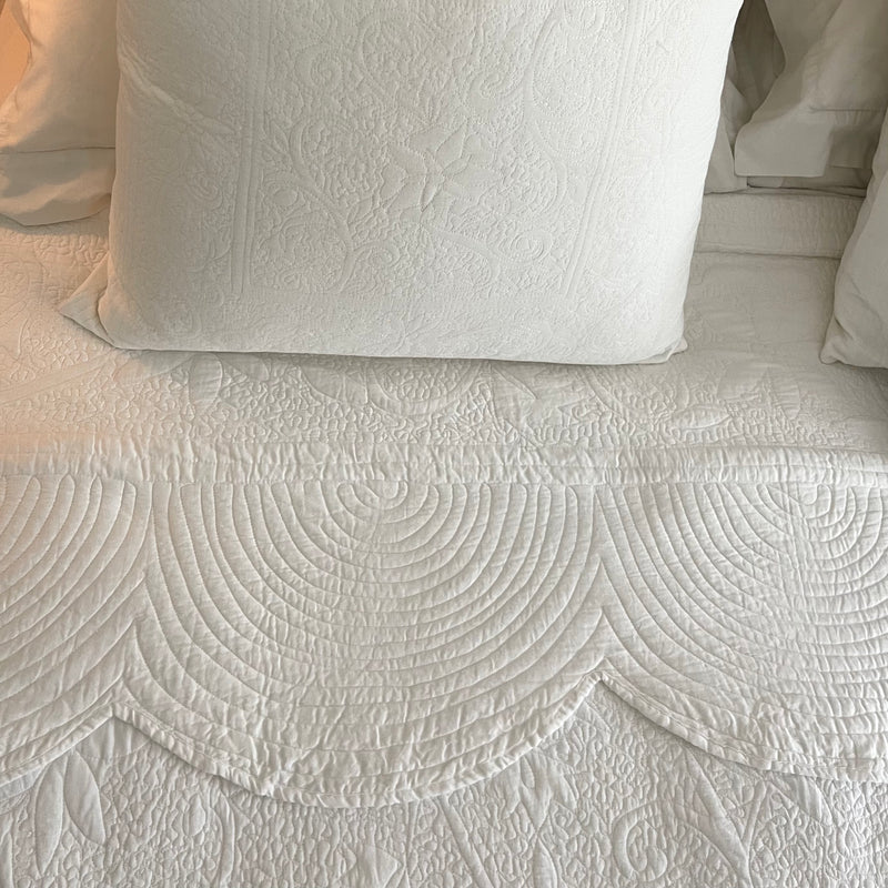 Scalloped Bedcover with embroidery - The Jungle Emporium