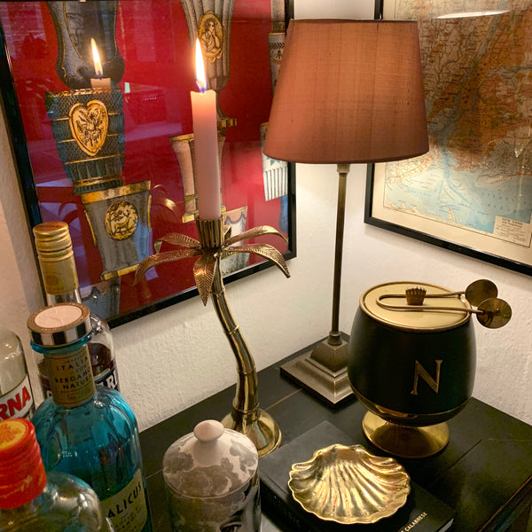 Leaning Brass Palm Tree Candleholder - The Jungle Emporium