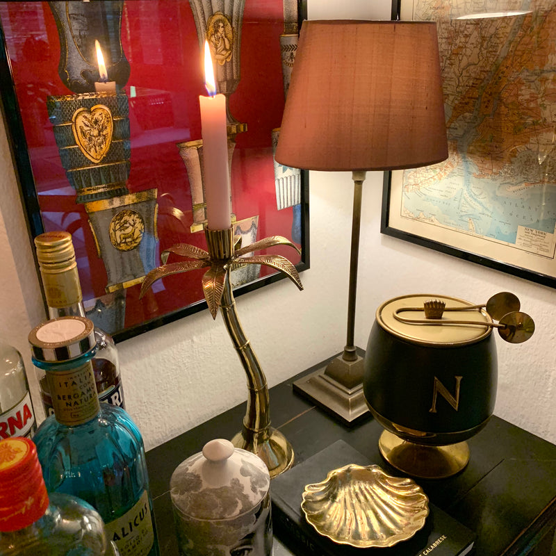 Leaning Brass Palm Tree Candleholder - The Jungle Emporium